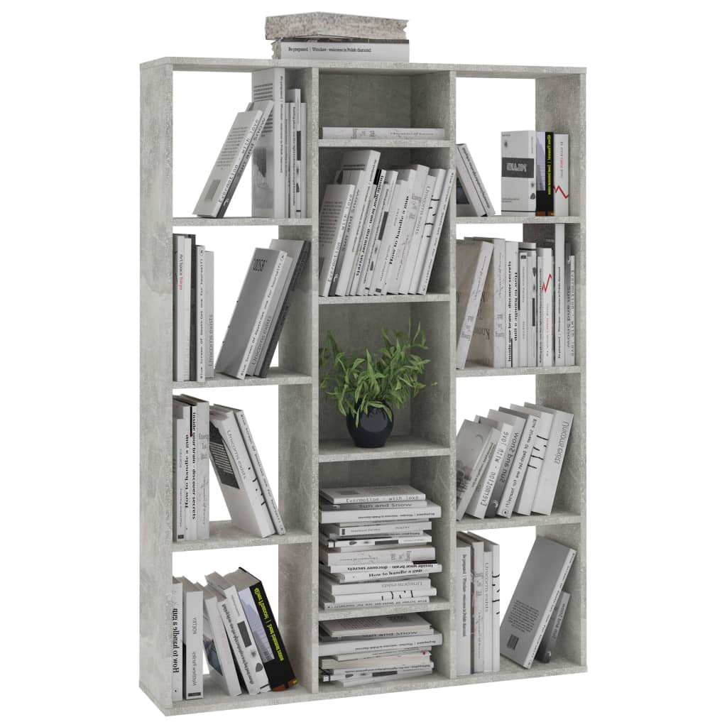 Kamerscherm/Boekenkast 100X24X140 Cm Bewerkt Hout Betongrijs