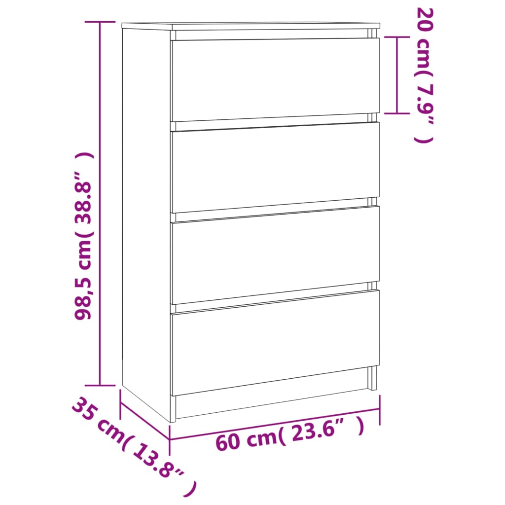 Dressoir 60X35X98,5 Cm Bewerkt Hout Betongrijs 1