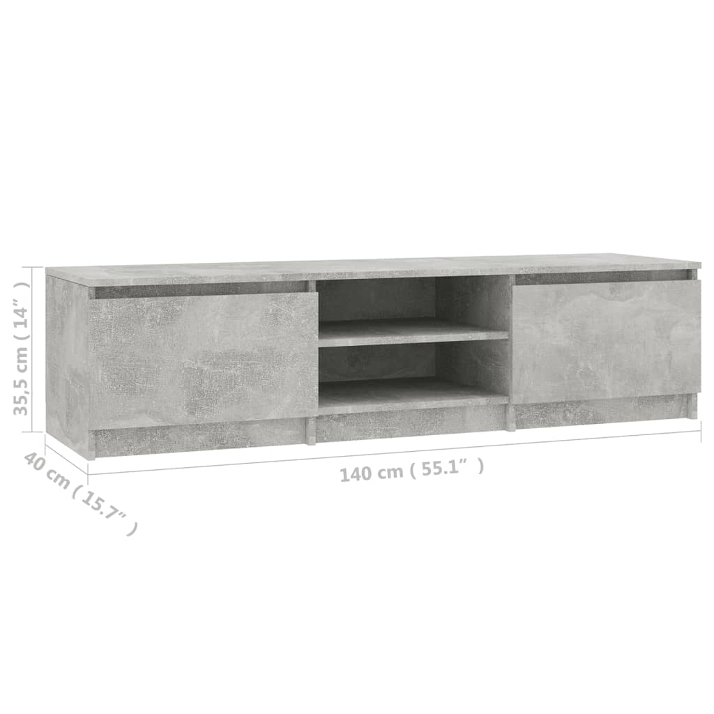 Tv-Meubel 140X40X35,5 Cm Bewerkt Hout Betongrijs