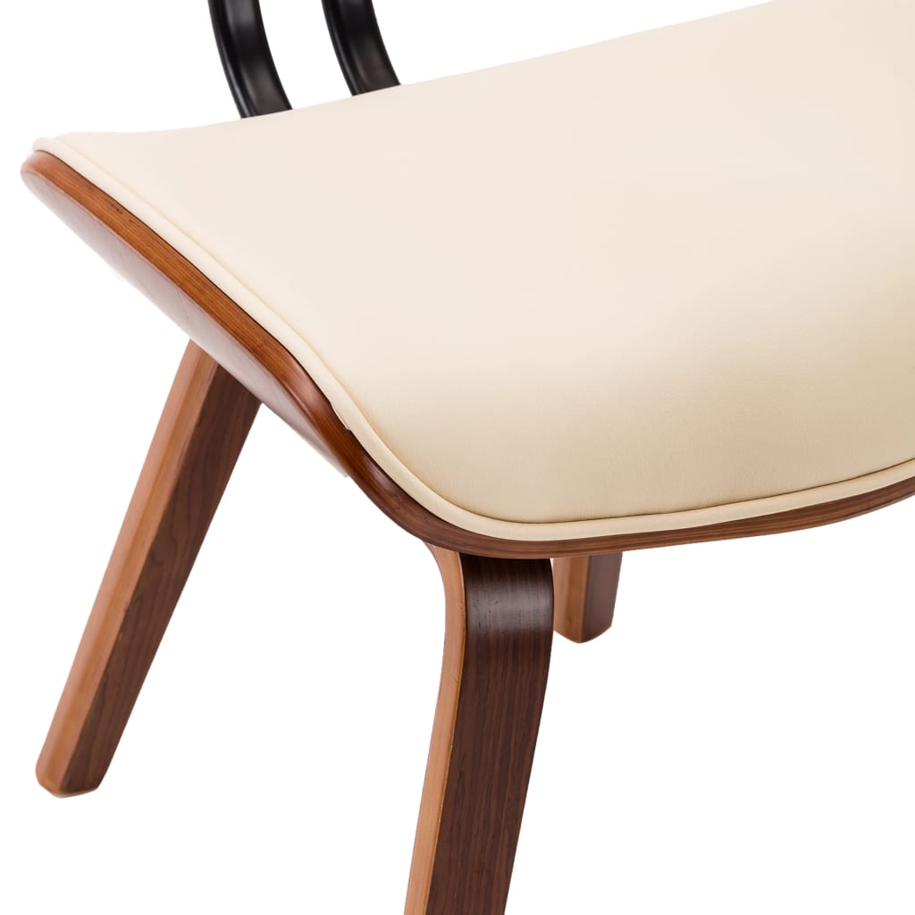 Eetkamerstoelen 4 St Gebogen Hout En Kunstleer Crèmekleurig