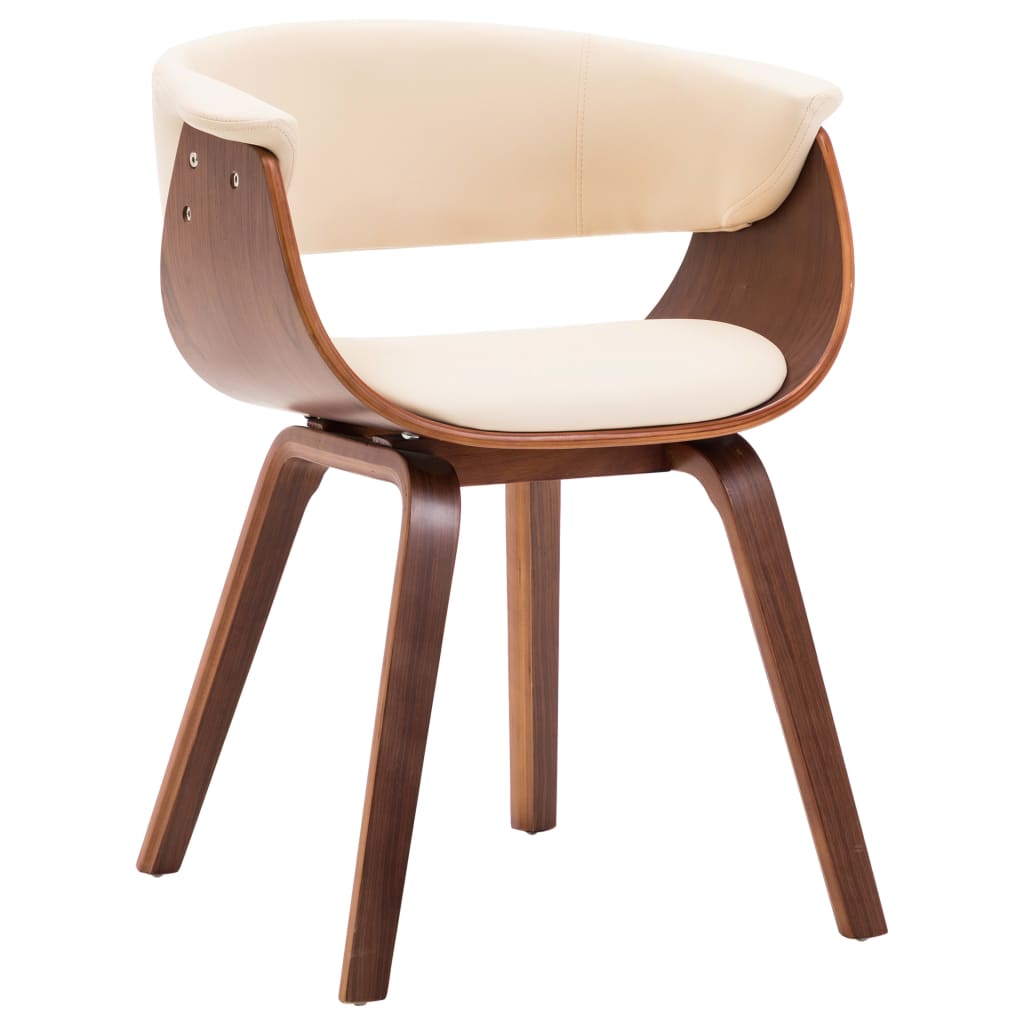 Eetkamerstoelen 4 St Gebogen Hout En Kunstleer Crèmekleurig Crème en donkerbruin