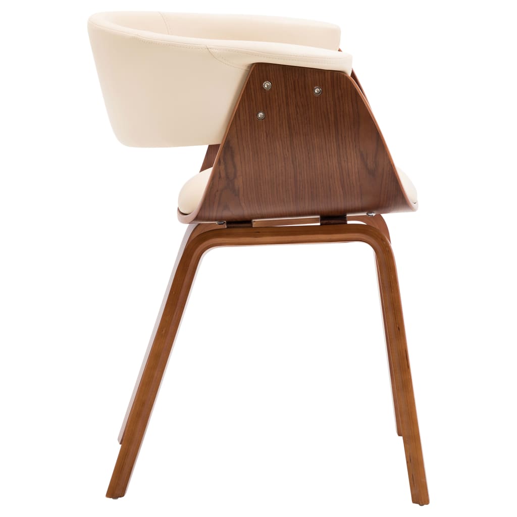 Eetkamerstoelen 4 St Gebogen Hout En Kunstleer Crèmekleurig Crème en donkerbruin