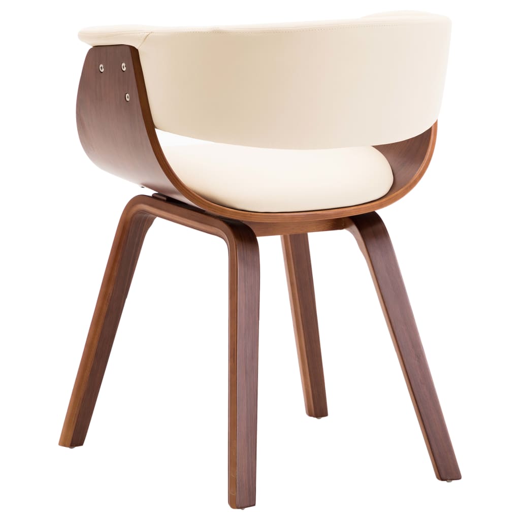 Eetkamerstoelen 4 St Gebogen Hout En Kunstleer Crèmekleurig Crème en donkerbruin