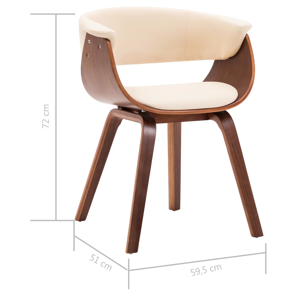 Eetkamerstoelen 4 St Gebogen Hout En Kunstleer Crèmekleurig Crème en donkerbruin