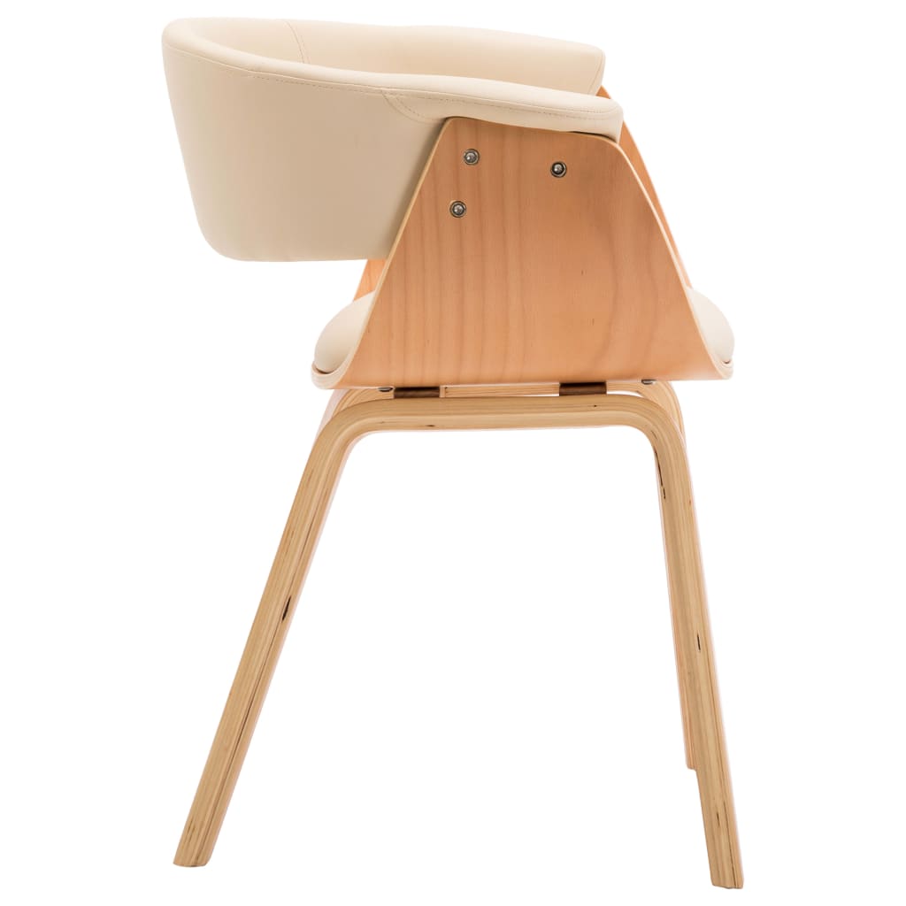 Eetkamerstoelen 4 St Gebogen Hout En Kunstleer Crèmekleurig