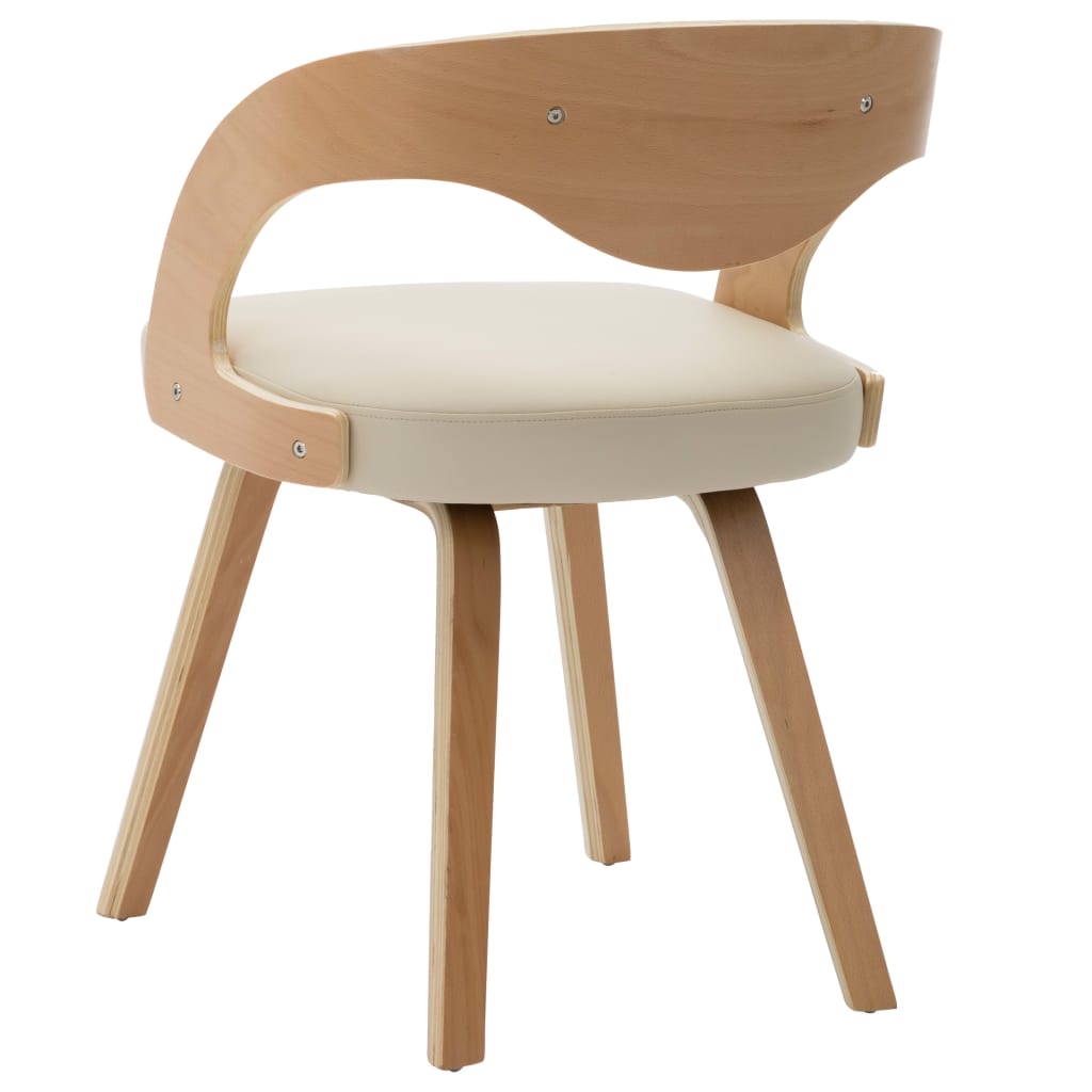 Eetkamerstoelen 4 St Gebogen Hout En Kunstleer Crèmekleurig Crème en lichtbruin