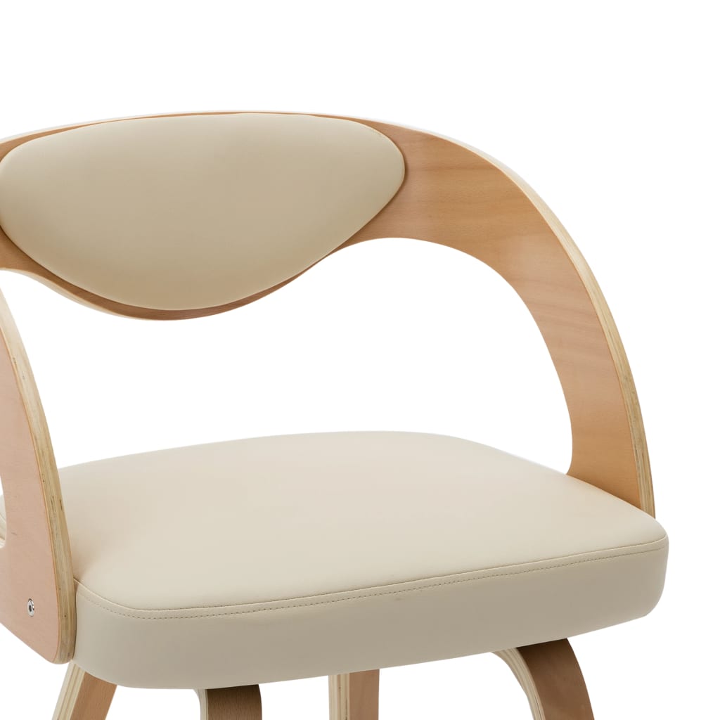 Eetkamerstoelen 4 St Gebogen Hout En Kunstleer Crèmekleurig Crème en lichtbruin