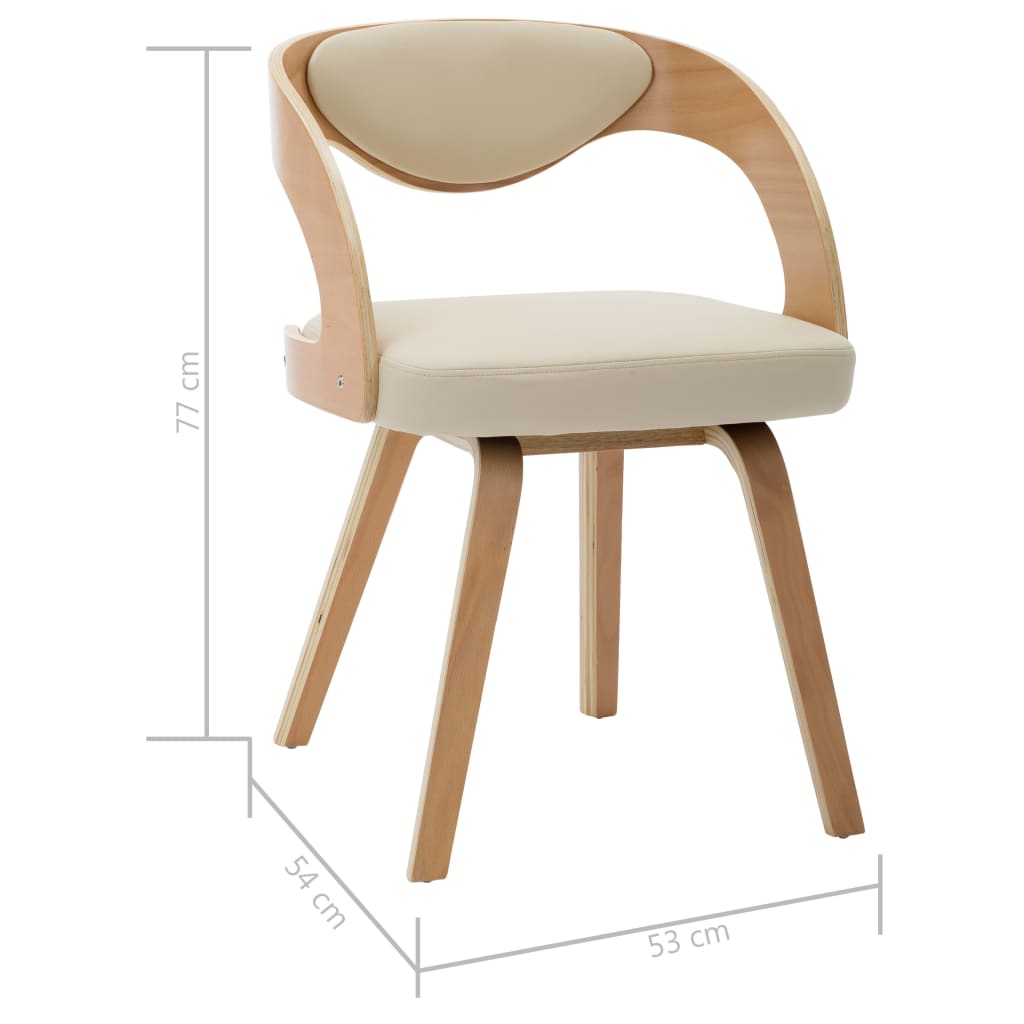 Eetkamerstoelen 4 St Gebogen Hout En Kunstleer Crèmekleurig Crème en lichtbruin