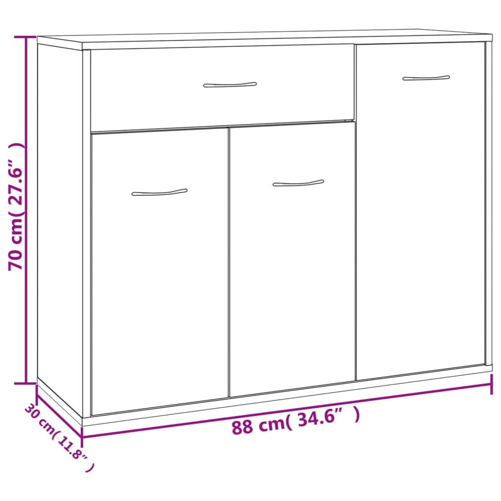 Dressoir 88X30X70 Cm Bewerkt Hout Betongrijs 1