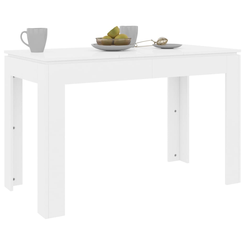 Eettafel 120X60X76 Cm Spaanplaat Hoogglans Wit