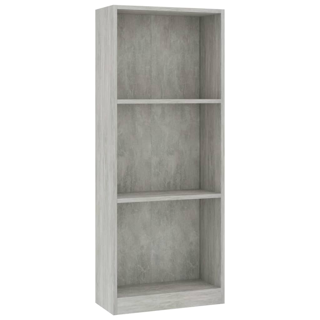 Boekenkast Met 3 Schappen 40X24X108 Cm Bewerkt Hout Betongrijs 40 x 24 x 108 cm