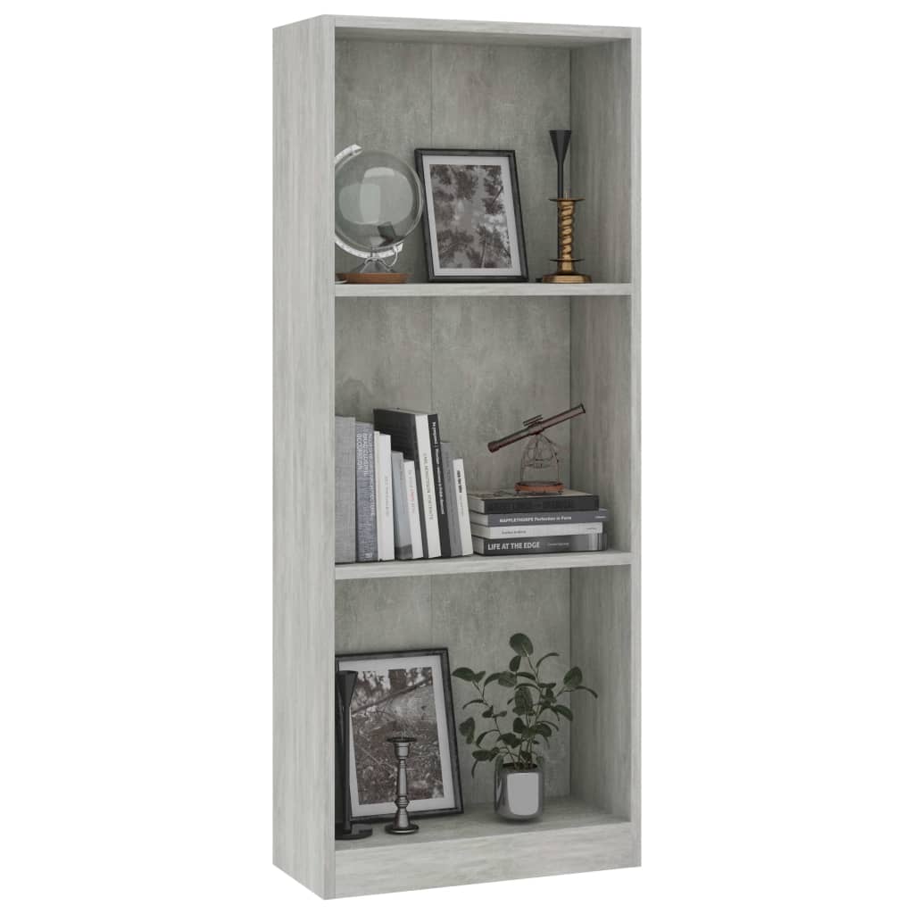 Boekenkast Met 3 Schappen 40X24X108 Cm Bewerkt Hout Betongrijs 40 x 24 x 108 cm