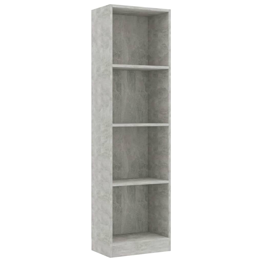 Boekenkast Met 4 Schappen 40X24X142 Cm Bewerkt Hout Betongrijs 40 x 24 x 142 cm