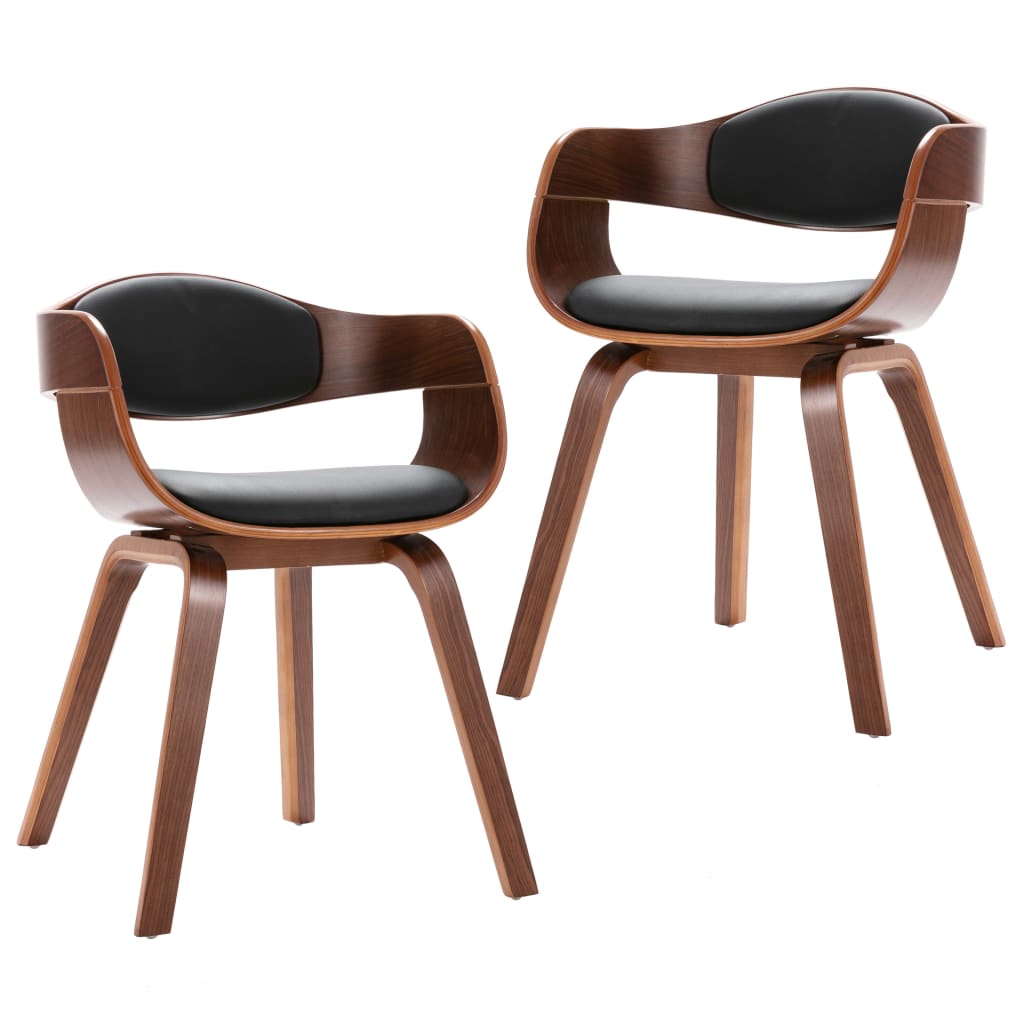 Eetkamerstoelen 2 st gebogen hout en kunstleer