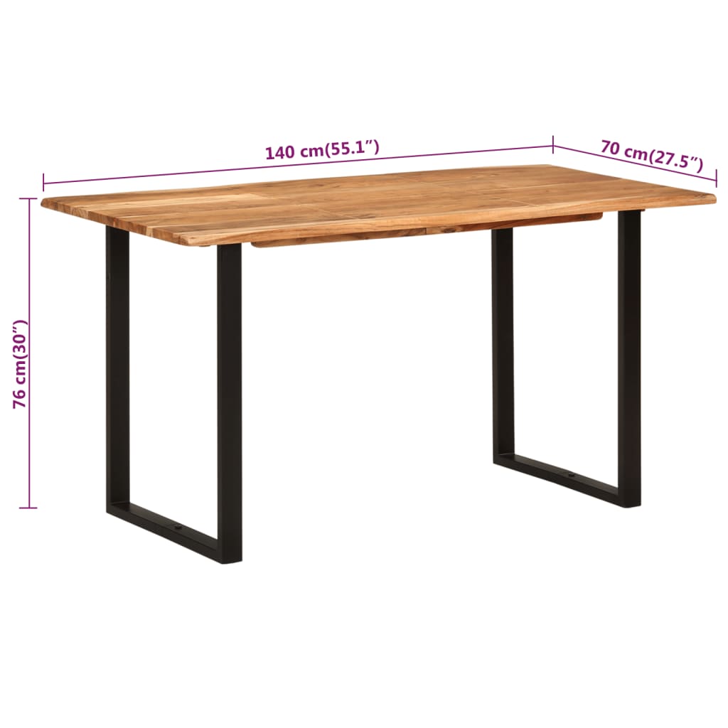 Eettafel 140x70x76 cm massief acaciahout