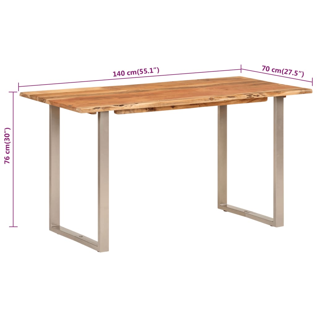 Eettafel 140x70x76 cm massief acaciahout