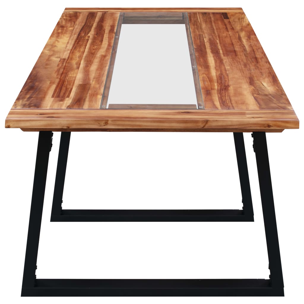 Eettafel 180x90x75 cm massief acaciahout en glas