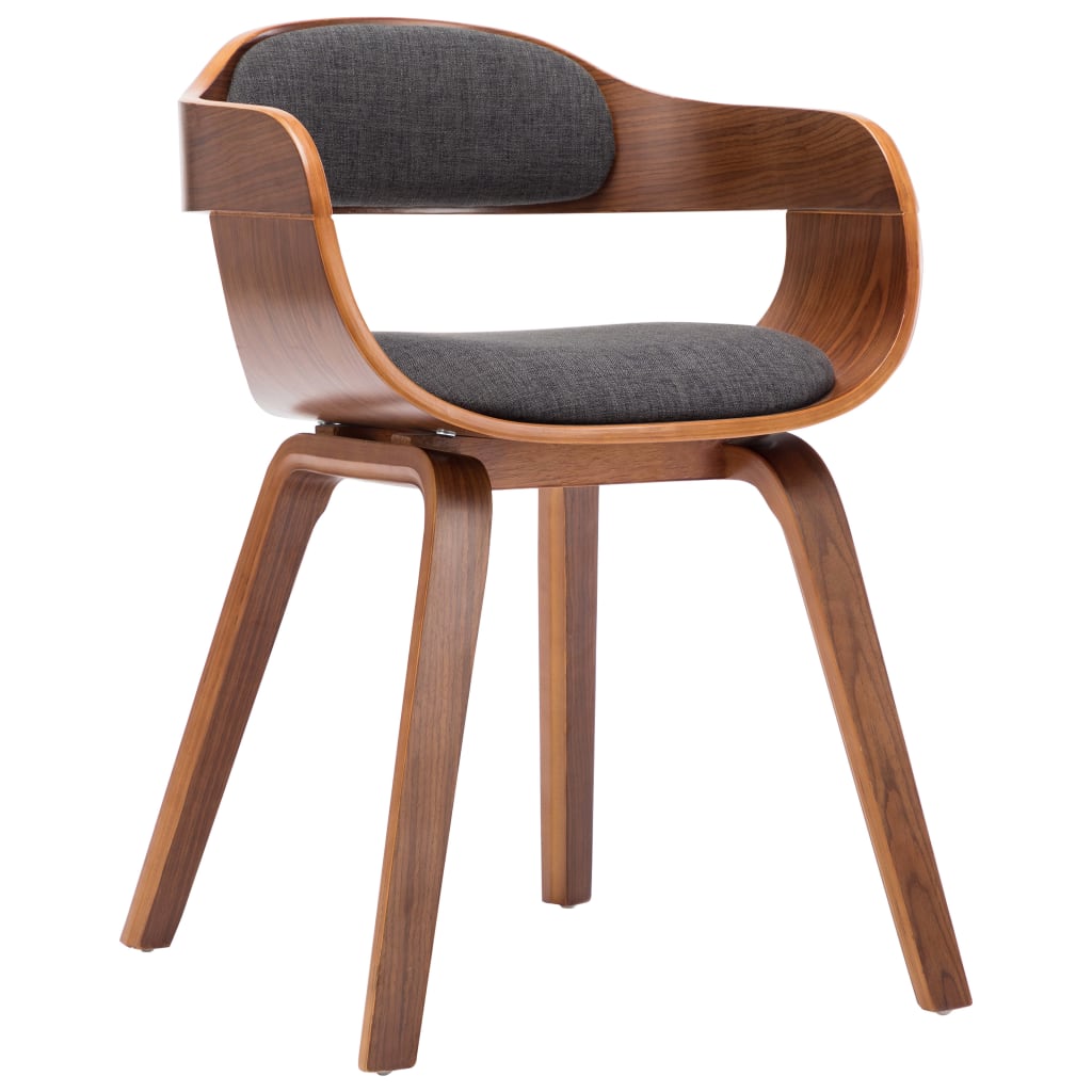 Eetkamerstoelen 4 St Stof En Gebogen Hout Donkergrijs