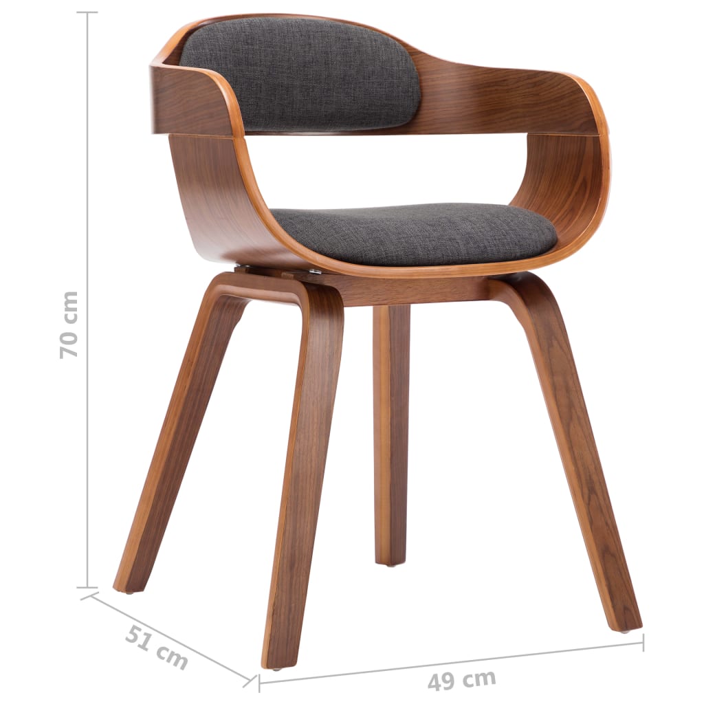 Eetkamerstoelen 4 St Stof En Gebogen Hout Donkergrijs