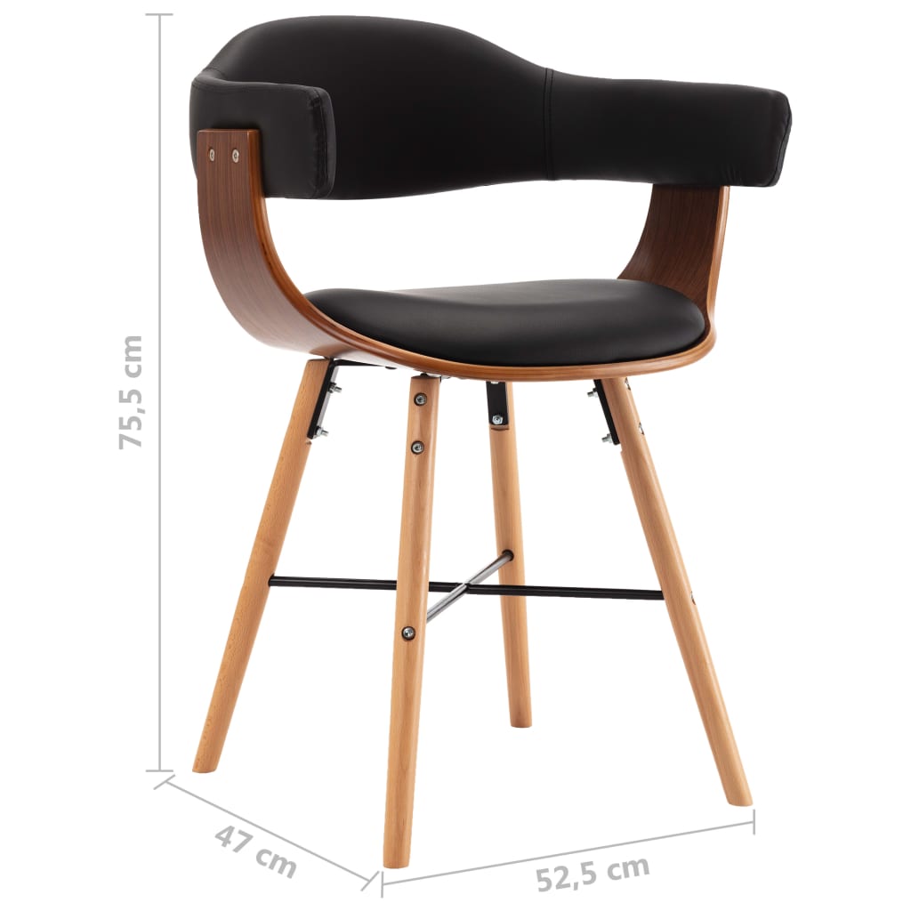 Eetkamerstoelen 4 St Kunstleer En Gebogen Hout Zwart