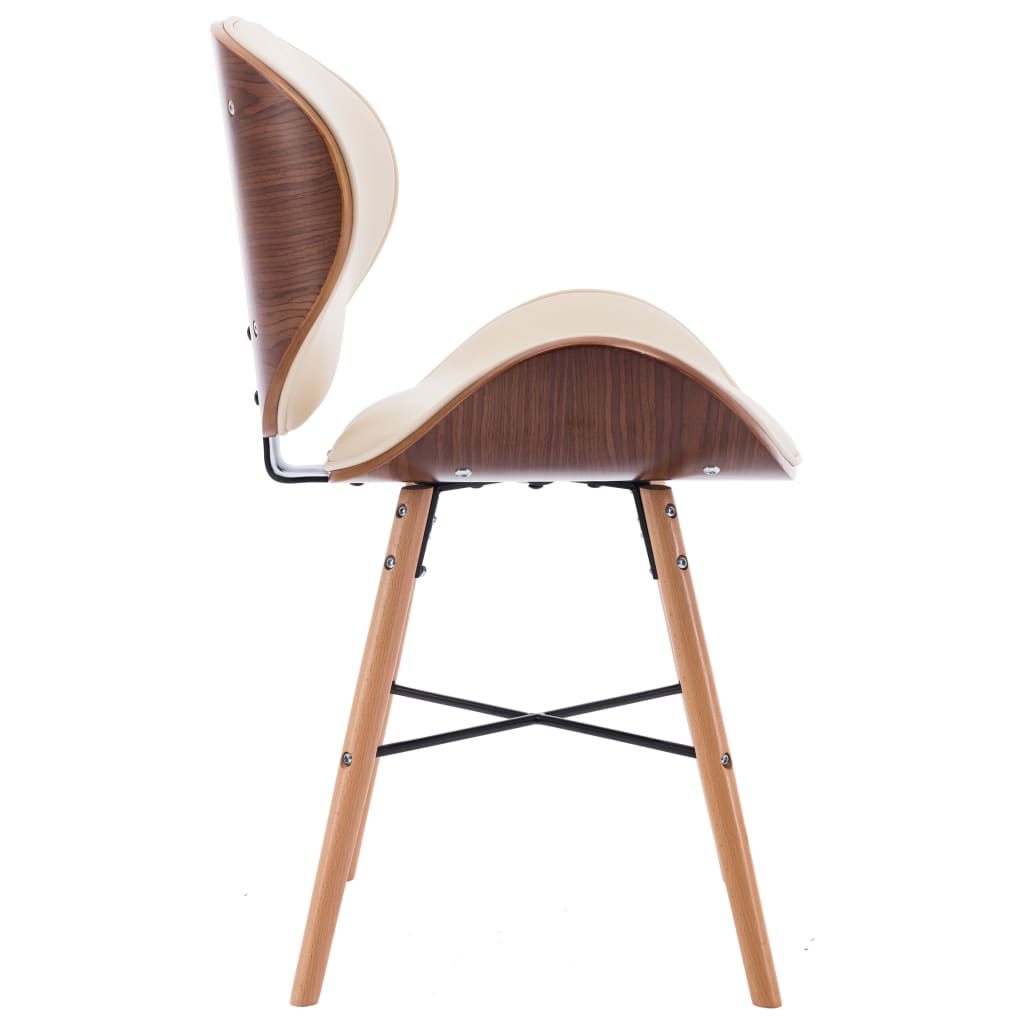 Eetkamerstoelen 4 St Kunstleer En Gebogen Hout Crème