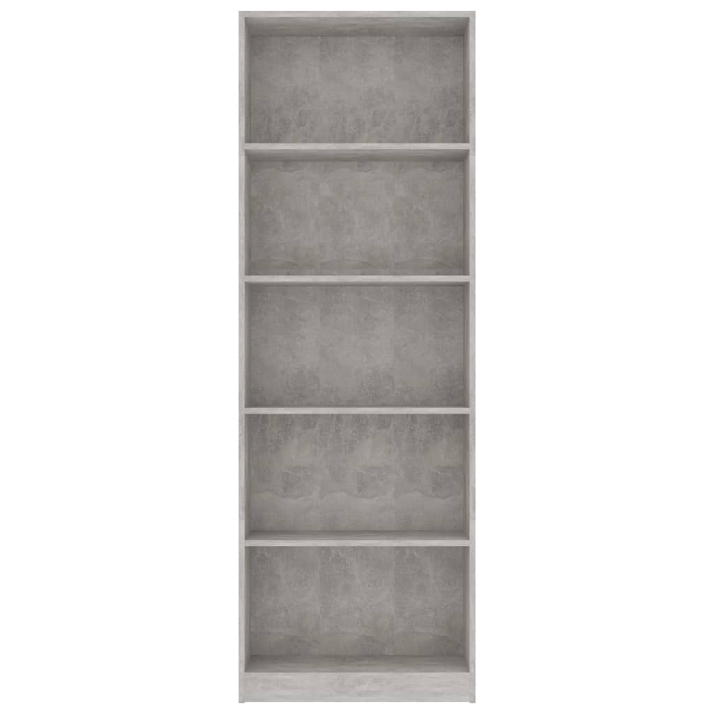 Boekenkast Met 5 Schappen 60X24X175 Cm Bewerkt Hout Betongrijs 60 x 24 x 175 cm