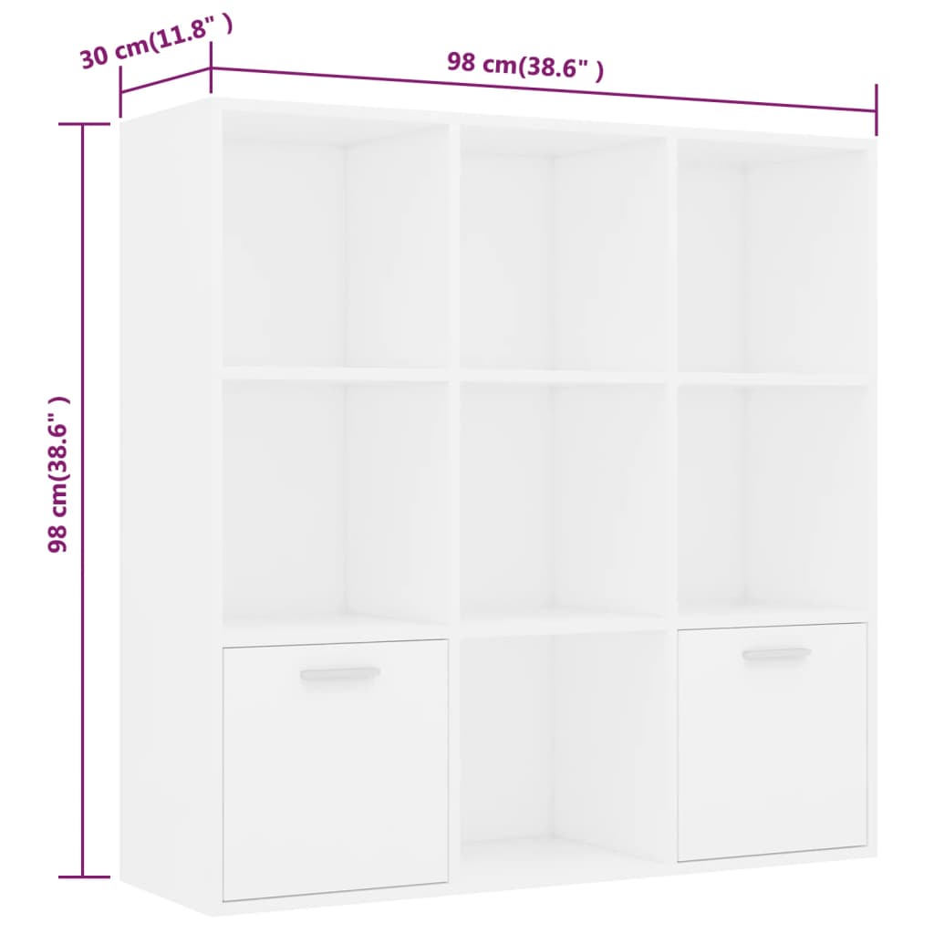 Boekenkast 98X30X98 Cm Spaanplaat Wit 1