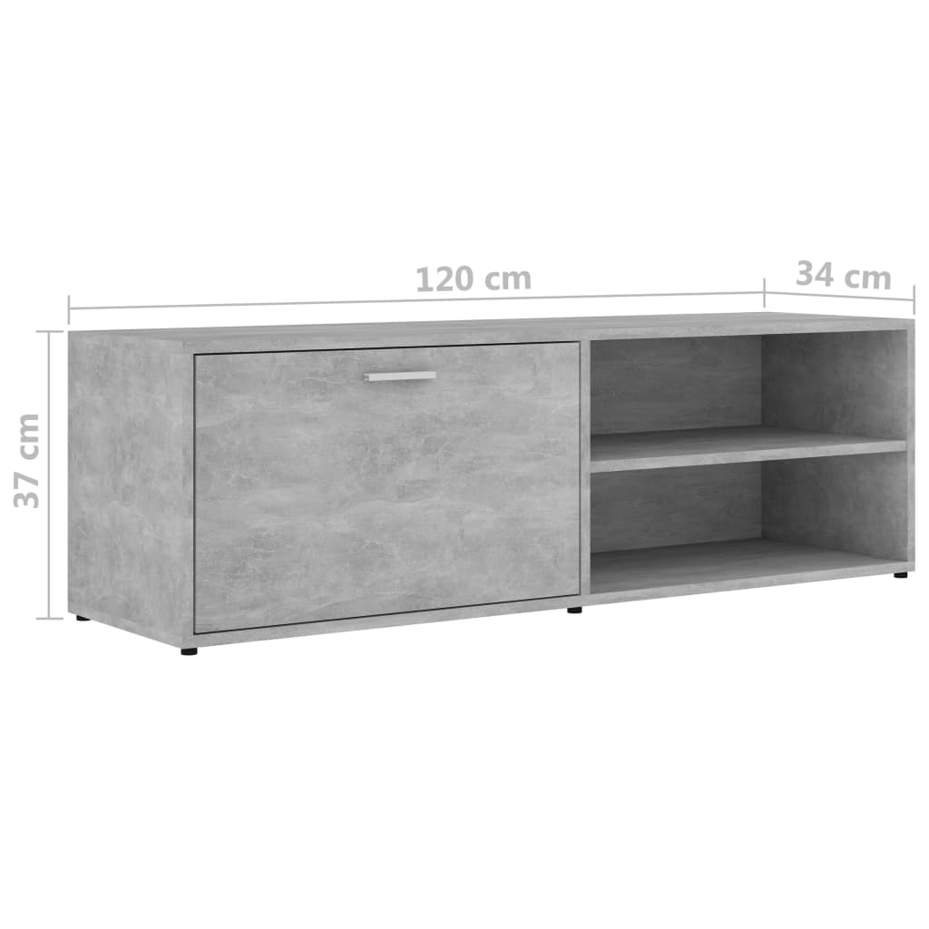 Tv-Meubel 120X34X37 Cm Bewerkt Hout Betongrijs