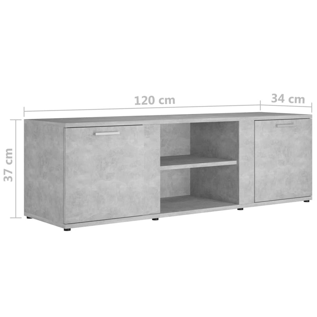 Tv-Meubel 120X34X37 Cm Bewerkt Hout Betongrijs