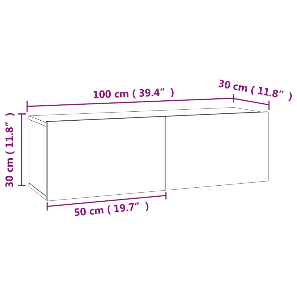 Tv-Meubel 100X30X30 Cm Bewerkt Hout Betongrijs 100 x 30 x 30 cm