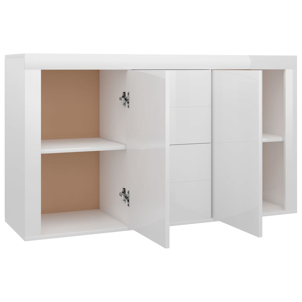 Dressoir 120X36X69 Cm Spaanplaat Hoogglans Wit