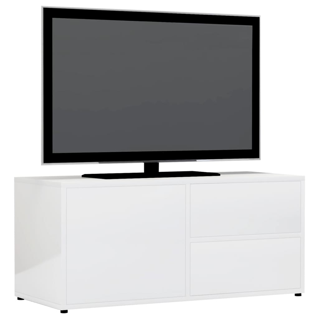 Tv-Meubel 80X34X36 Cm Spaanplaat Hoogglans Wit 1