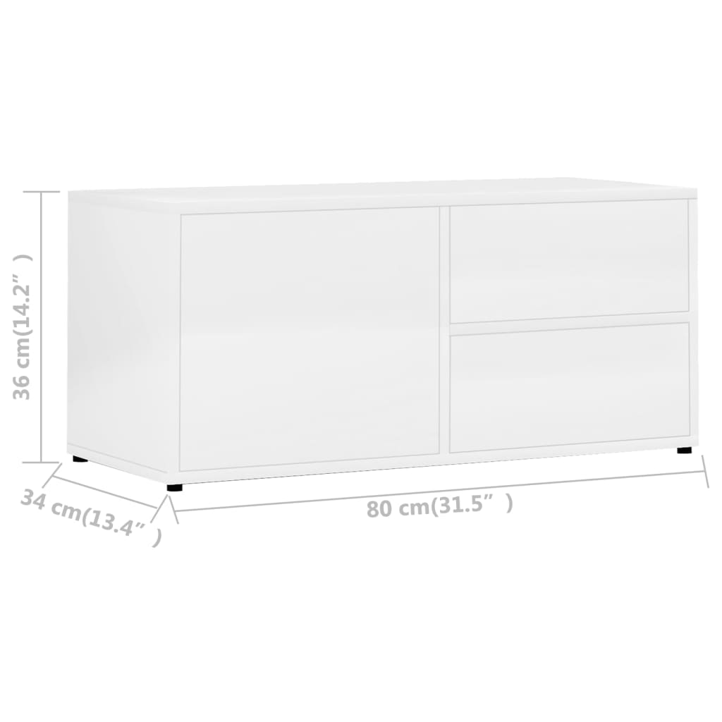 Tv-Meubel 80X34X36 Cm Spaanplaat Hoogglans Wit 1