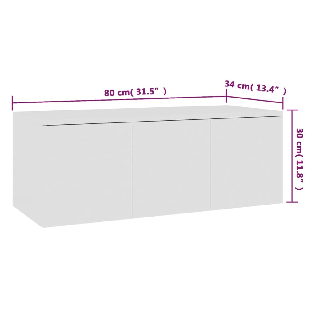 Tv-Meubel 80X34X30 Cm Spaanplaat Wit 1