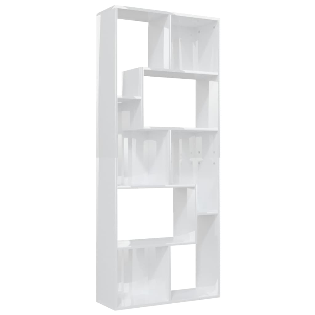 Boekenkast 67X24X161 Cm Spaanplaat Hoogglans Wit