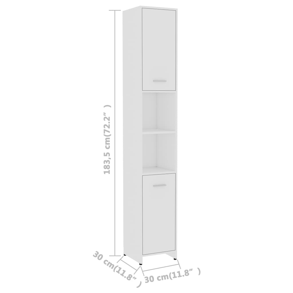 Badkamerkast 30X30X183,5 Cm Spaanplaat Wit Met handvat