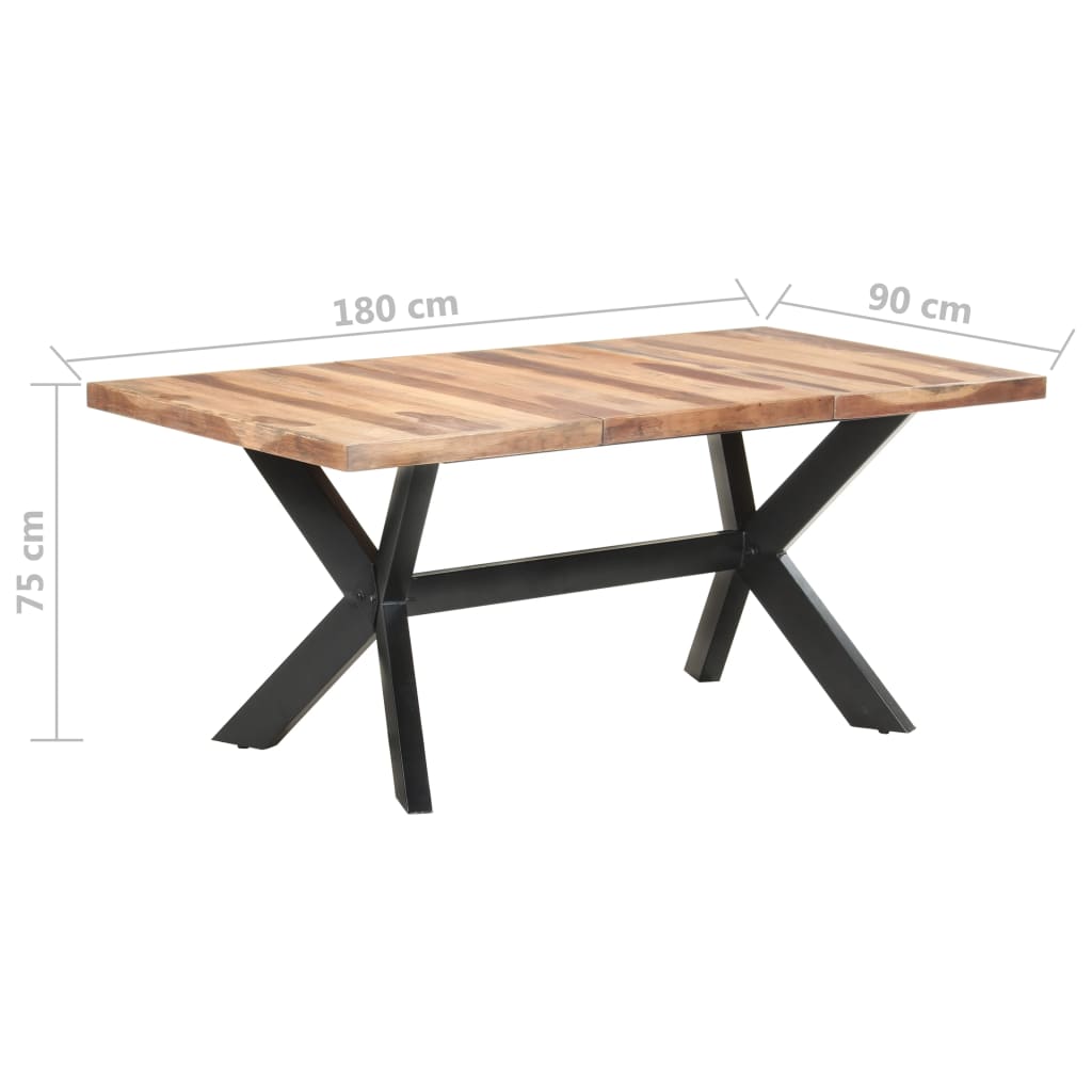 Eettafel 180x90x75 cm massief hout met honingkleurige afwerking