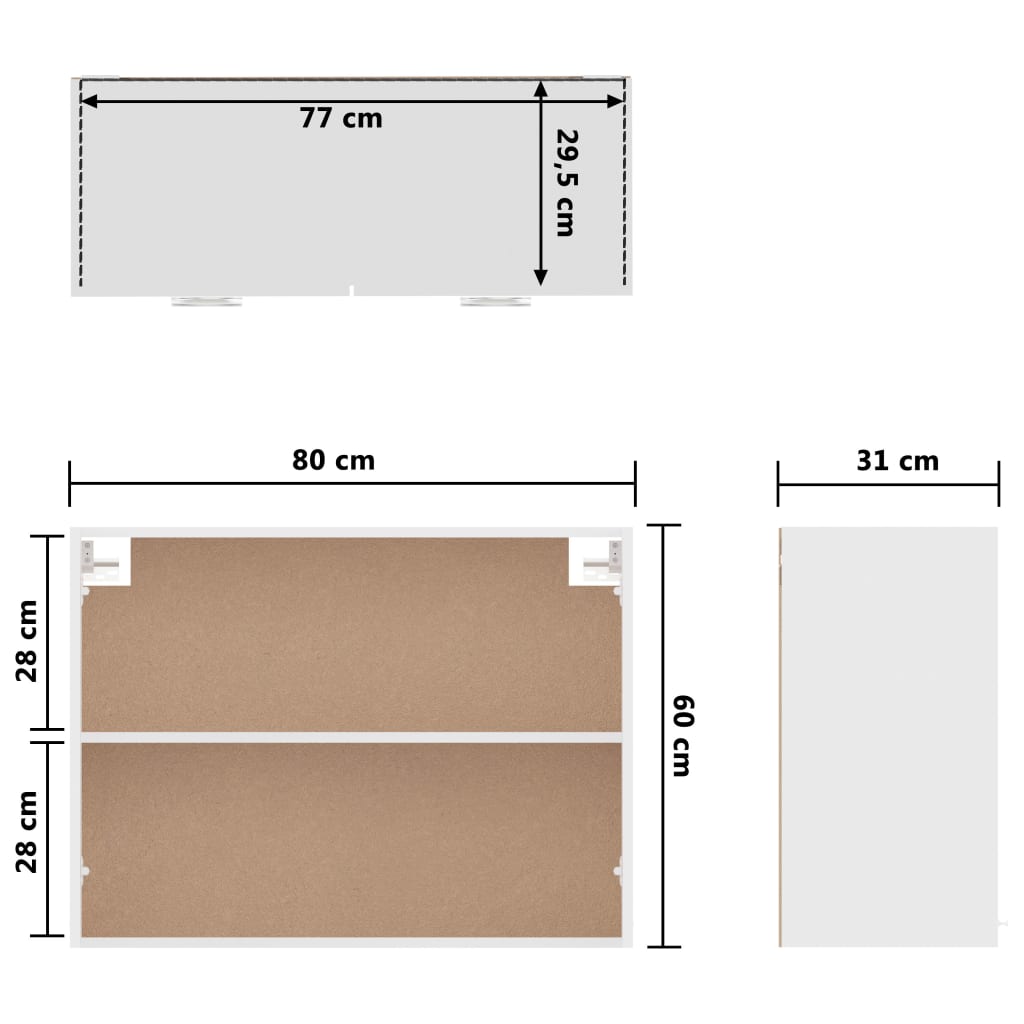 Hangkast 80X31X60 Cm Spaanplaat Wit Hangkast 80 cm