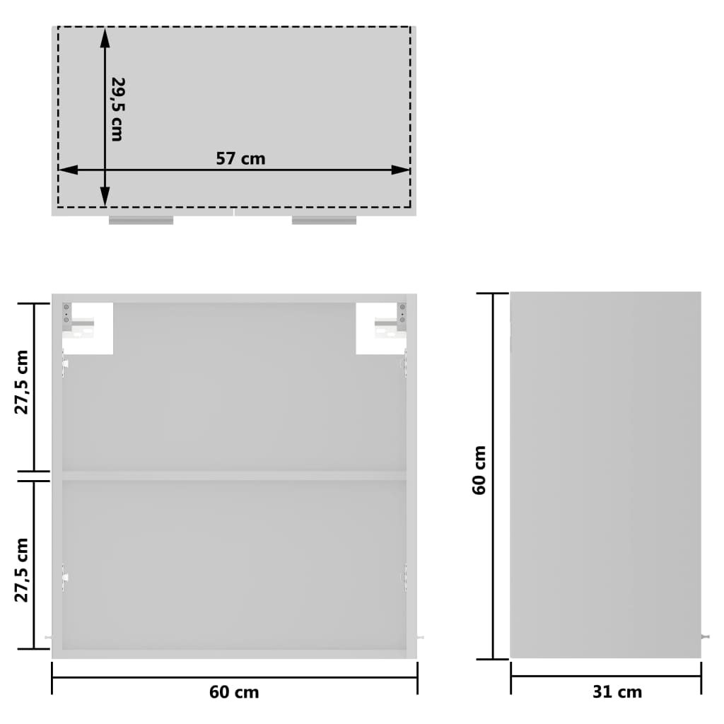 Hangkast 60X31X60 Cm Spaanplaat Wit Hangkast glas 60 cm