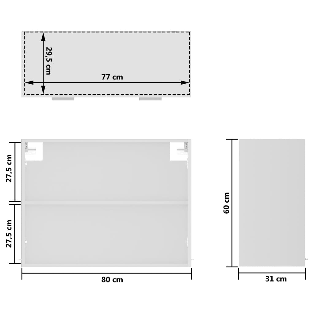 Hangkast 80X31X60 Cm Spaanplaat Wit Hangkast glas 80 cm