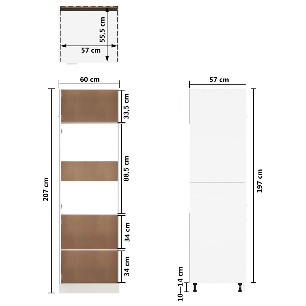 Koelkastkast 60X57X207 Cm Spaanplaat Wit 1 Koelkastkast 60 cm