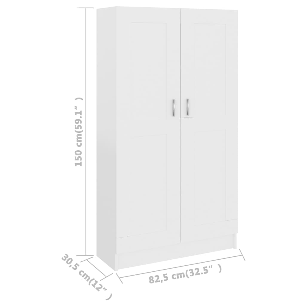 Boekenkast 82,5X30,5X150 Cm Spaanplaat Wit 82.5 x 30.5 x 150 cm