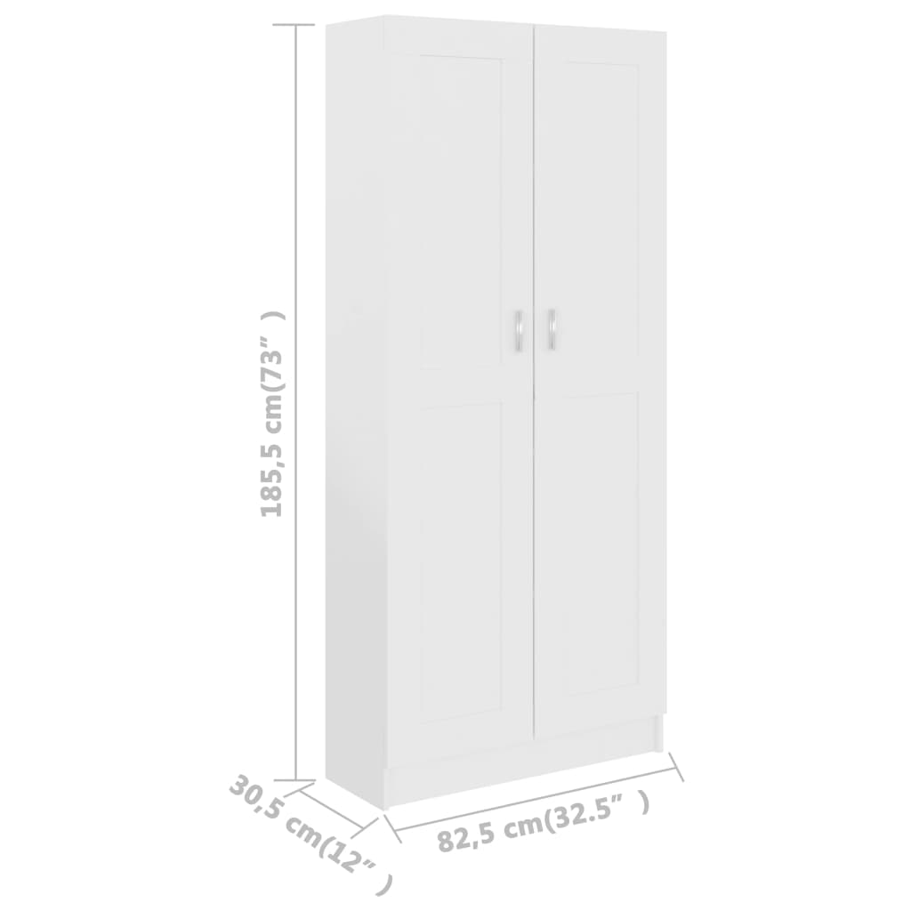 Boekenkast 82,5X30,5X185,5 Cm Spaanplaat Wit 82.5 x 30.5 x 185.5 cm