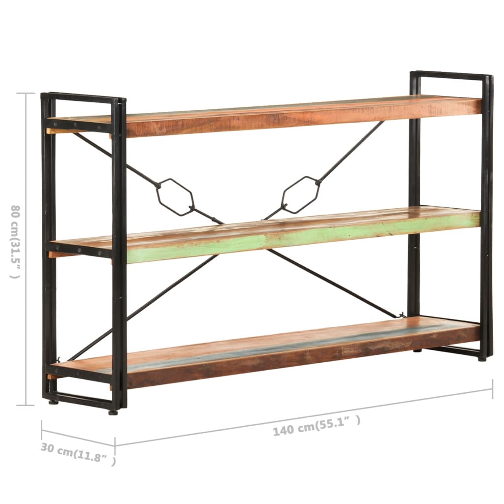 Boekenkast Met 3 Schappen 140X30X80 Cm Massief Gerecycled Hout