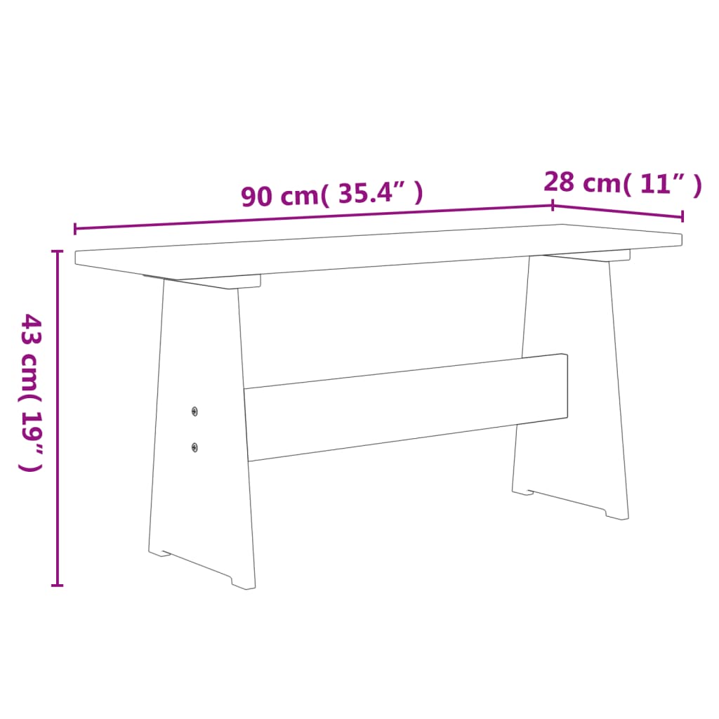 Eettafel met bankje REINE massief grenenhout wit