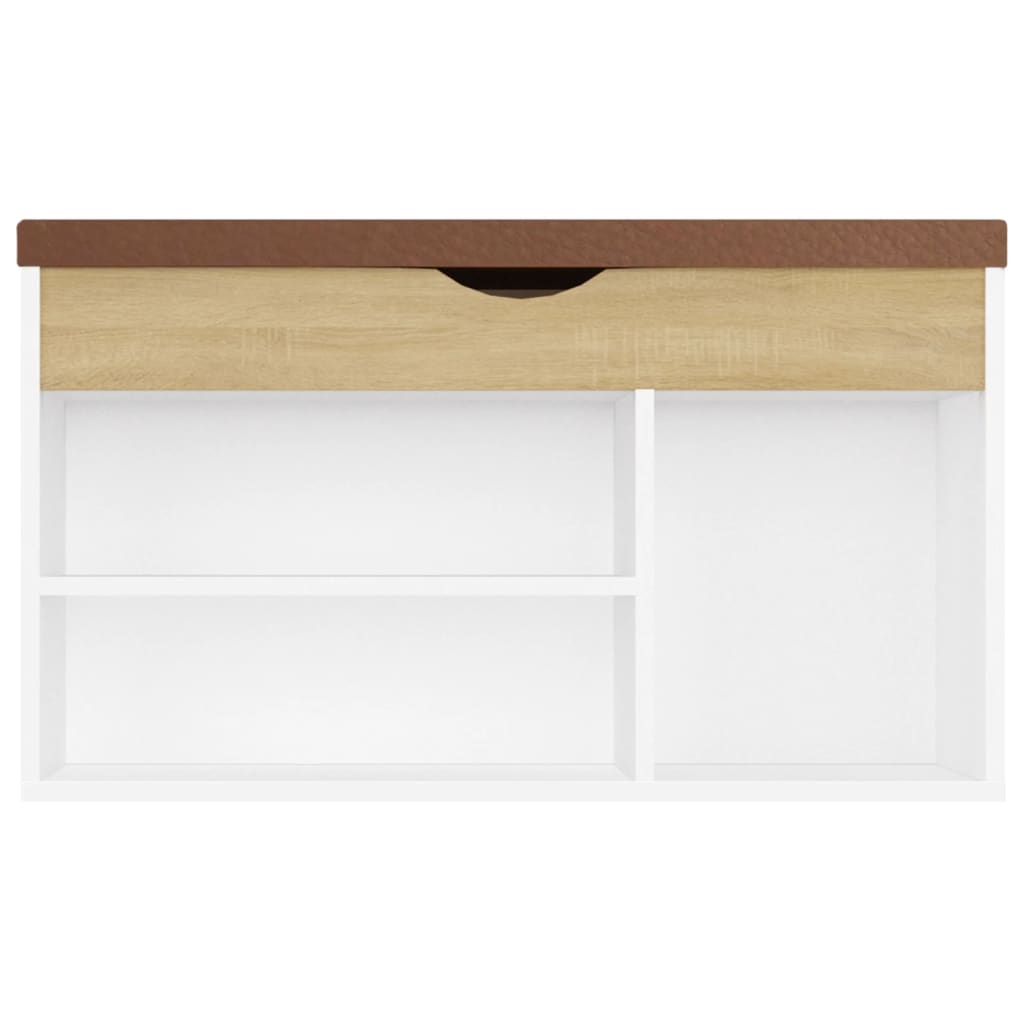 Schoenenbank Met Kussen 80X30X47 Cm Spaanplaat Wit Sonoma Eiken 1 Wit en sonoma eiken