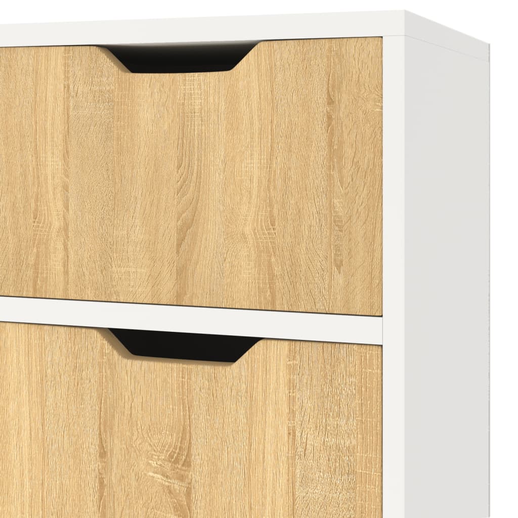 Dressoir 90X30X72 Cm Bewerkt Hout Wit En Sonoma Eikenkleurig 1