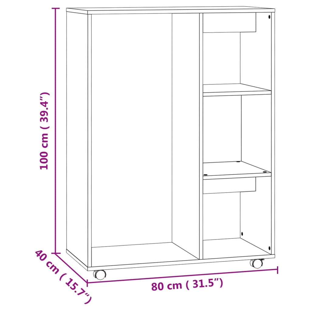 Kledingkast 80x40x110 cm bewerkt hout betongrijs