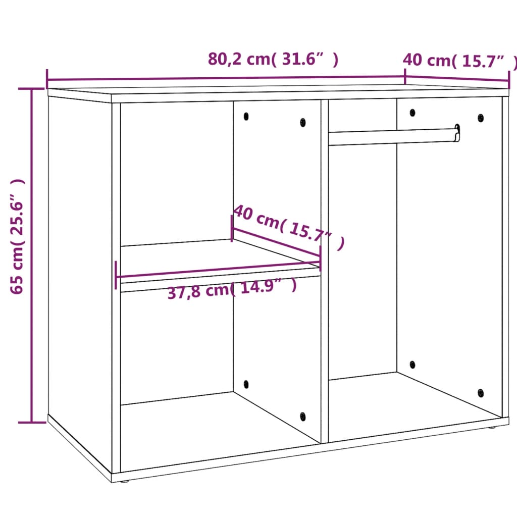 Kledingkast 80x40x65 cm bewerkt hout sonoma eikenkleurig