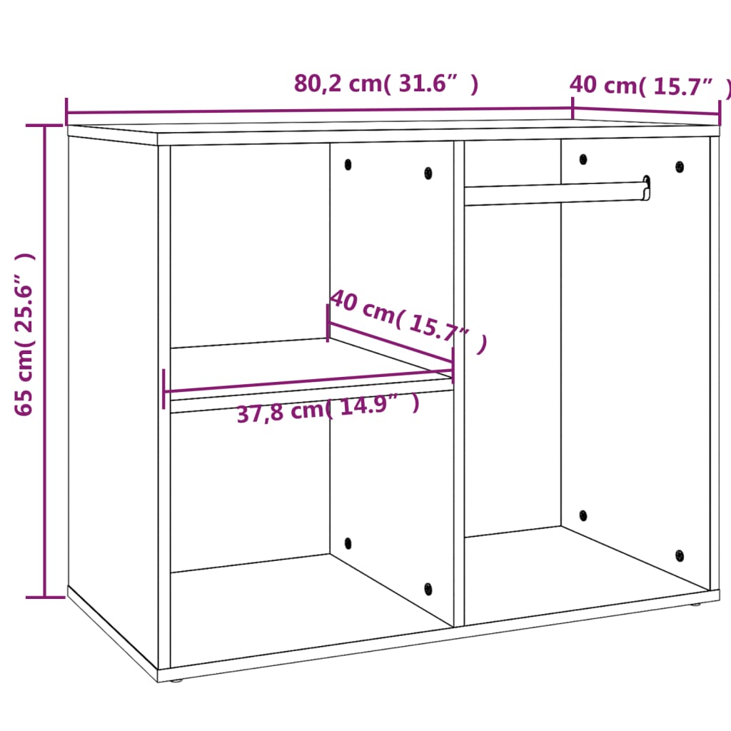 Kledingkast 80x40x65 cm bewerkt hout betongrijs